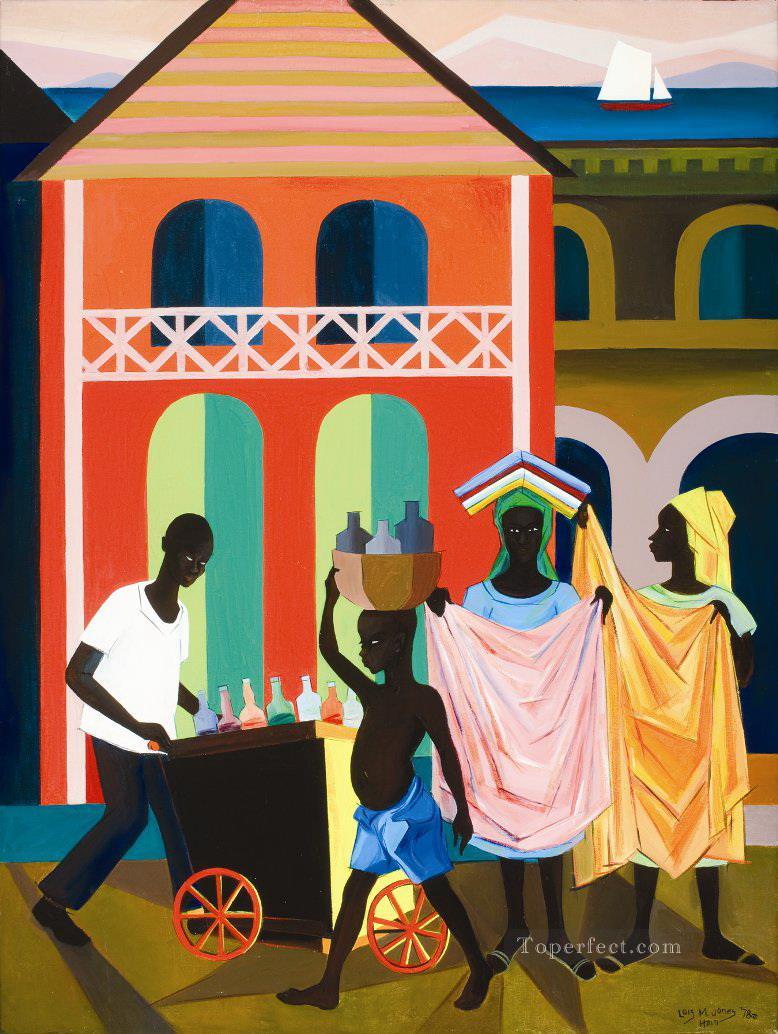 black city life on street African Oil Paintings